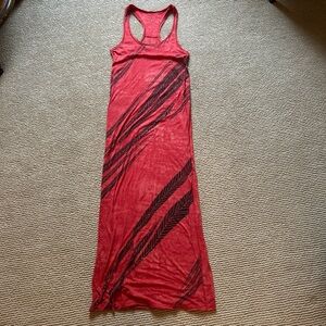 We The Free Red Maxi Dress with Black Stripes